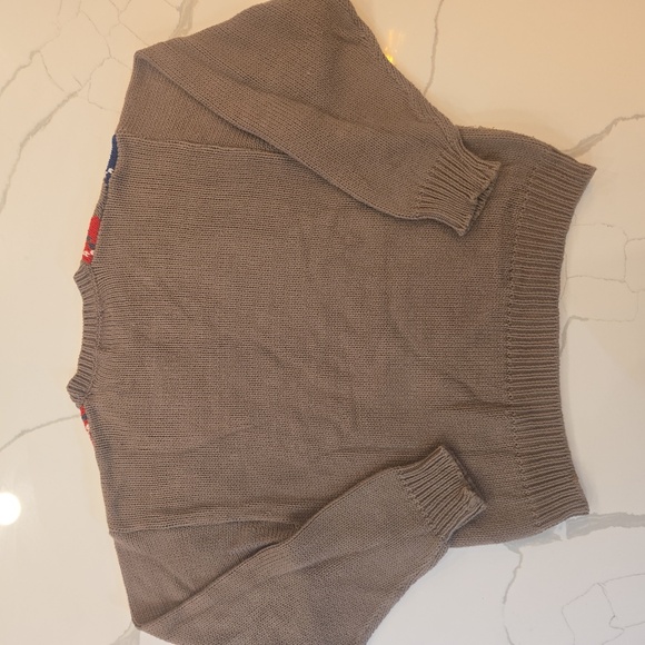 Vintage Mens 100% Cotton Diamond Plaid Argyle Crewneck Sweater Large Brown - Picture 6 of 6